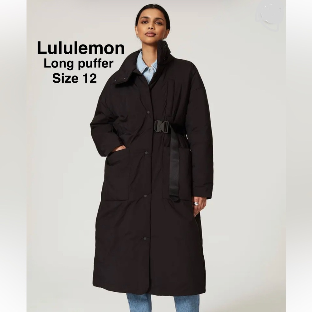 Lululemon Pure Puff Jacket *Long Black (missing belt) Size 12⭐️⭐️⭐️⭐️